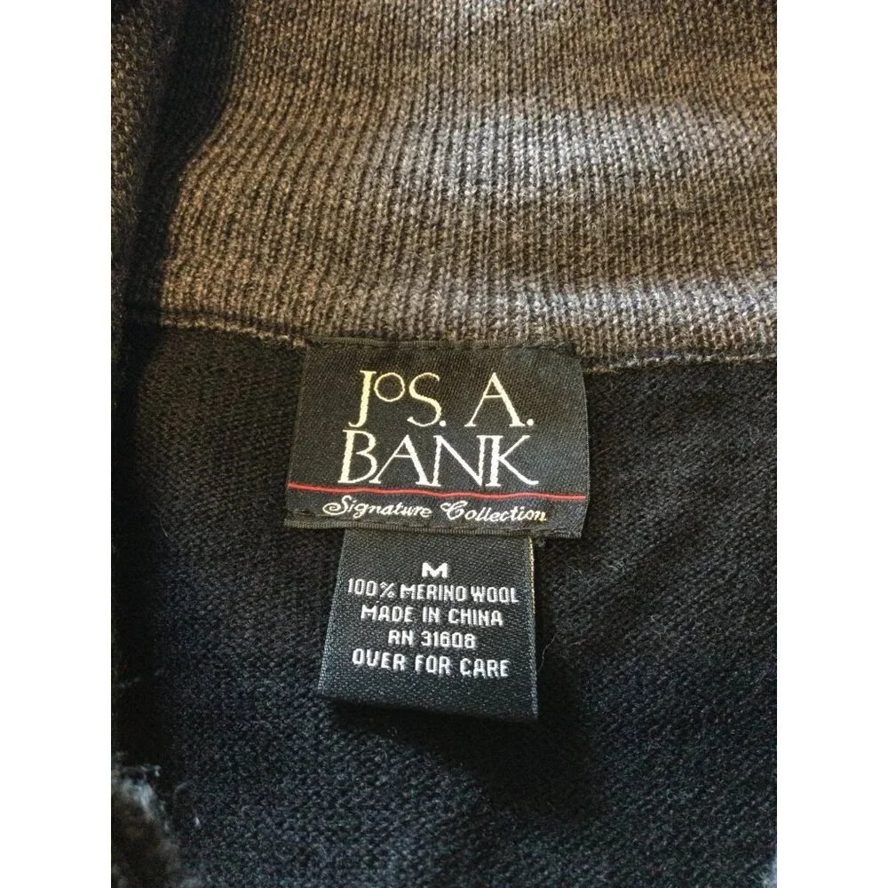 Jos. A. Bank Signature Collection Mens Checkered 1/4 Zip Sweater Size M Merino W